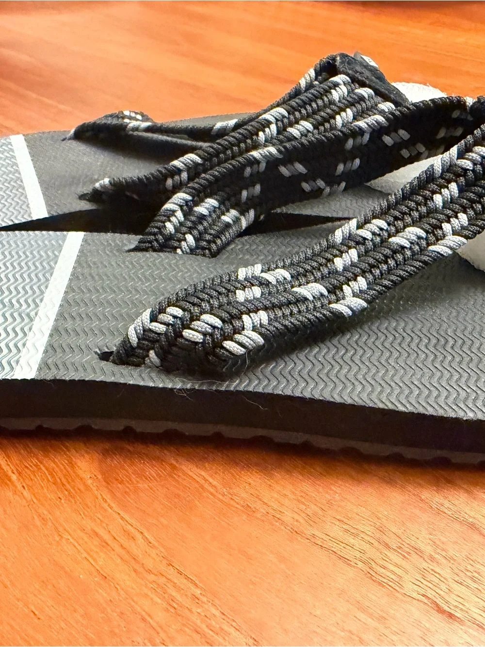 Sperry Kids Black and White Braided-Strap Flip Flops